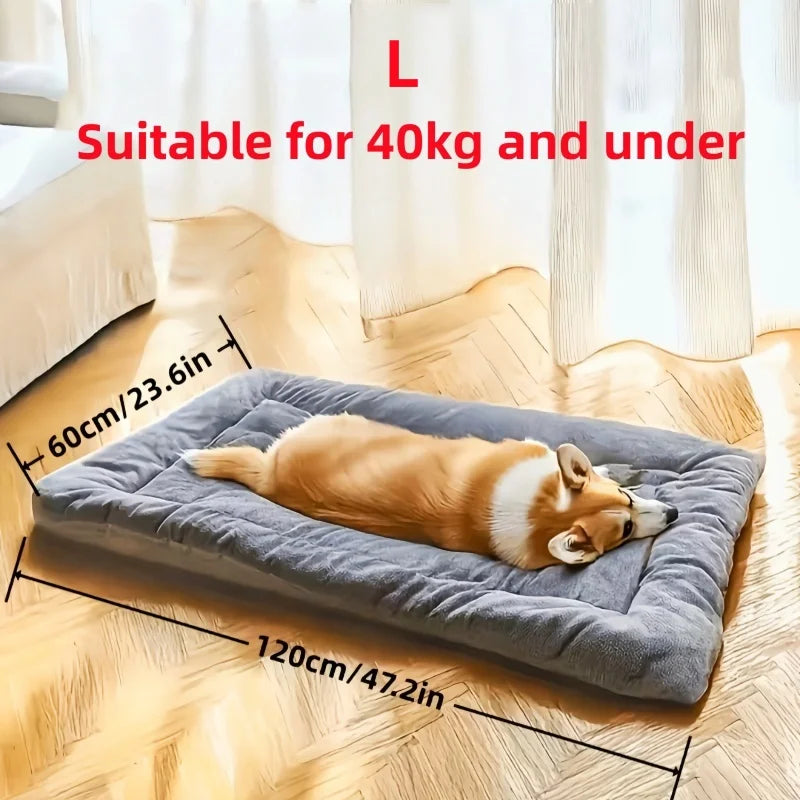 Large Calming Dog Bed Mat – Warm Double-Sided Sleeping Pad for Winter Comfort