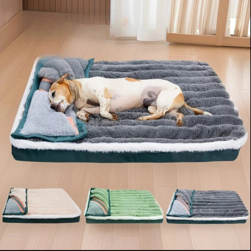 Warm Fleece Dog Bed for Large Dogs – Soft Washable Blanket Bed | VelyPet