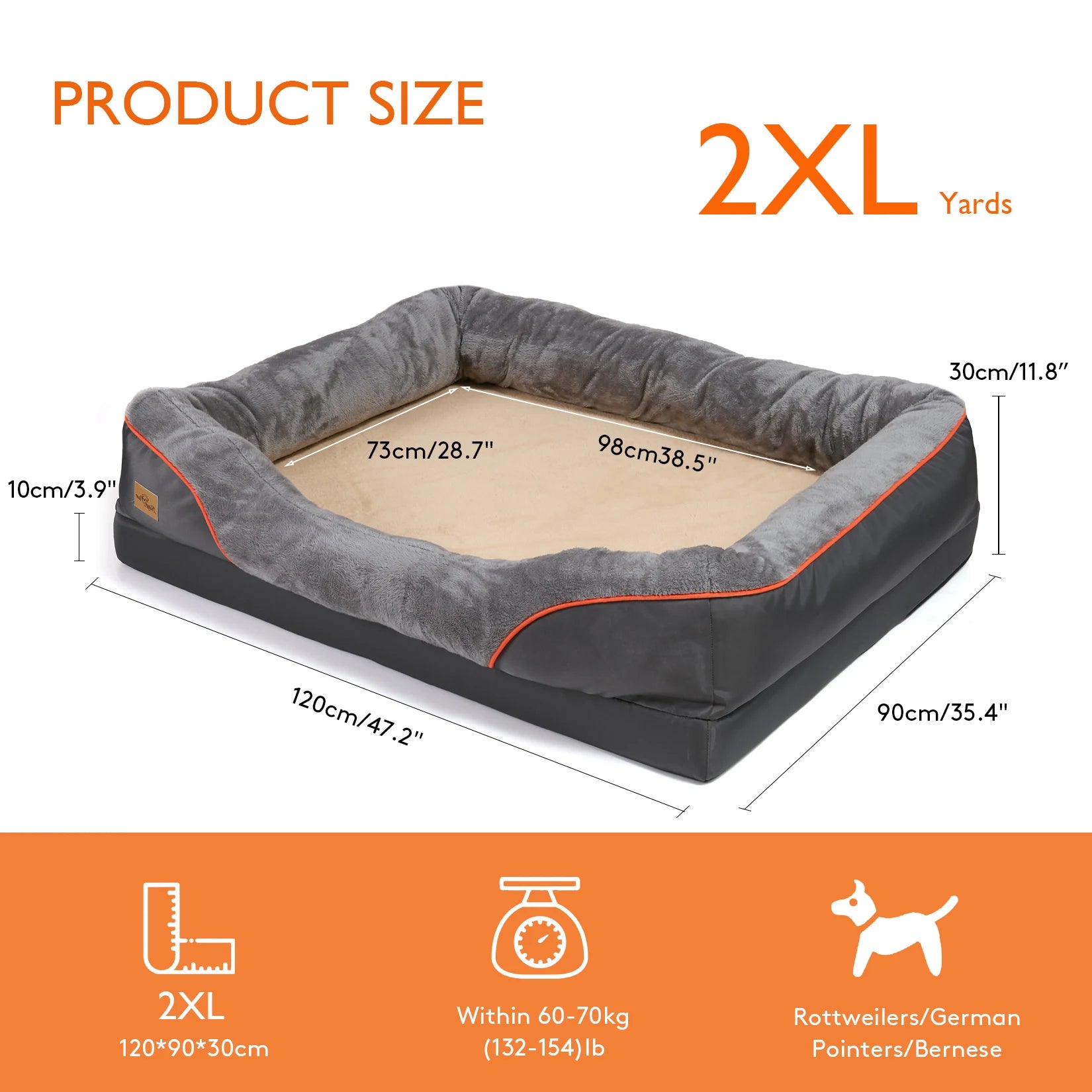 Large Dog Bed – Soft Warm Fleece, Waterproof Pet Bed, Removable Washable Cover, Hypoallergenic Comfort
