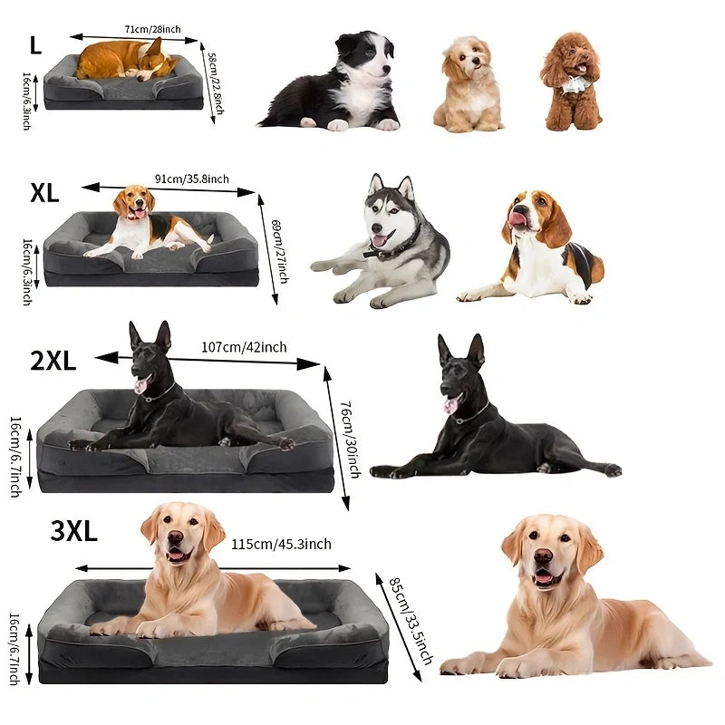 Luxury Orthopedic Dog Sofa Bed – Plush Support Foam, Washable Removable Cover & All-Season Comfort for Large Dogs