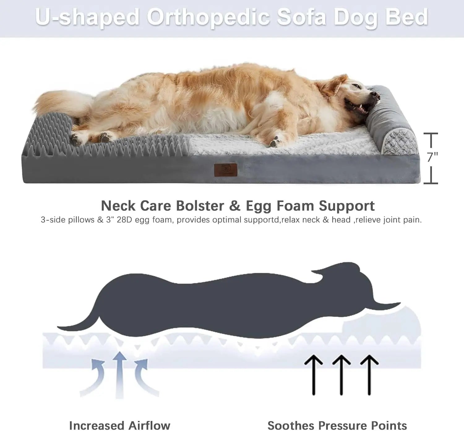 Orthopedic Memory Foam Dog Bed for Large & Senior Dogs – Waterproof, Washable, Non-Slip Comfort